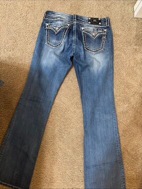 Miss Me Blue Women's Boot Cut Jeans with Embellished Back Pockets